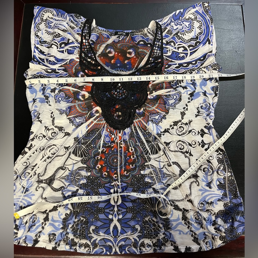 Apt. 9 Black and Blue Patterned Blouse - Picture 7 of 8